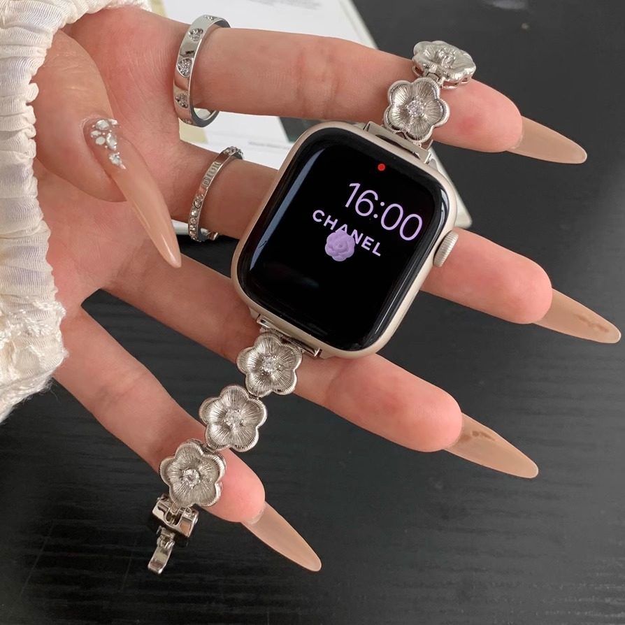 佐仕盾iwatch铜链拉丝花朵表带