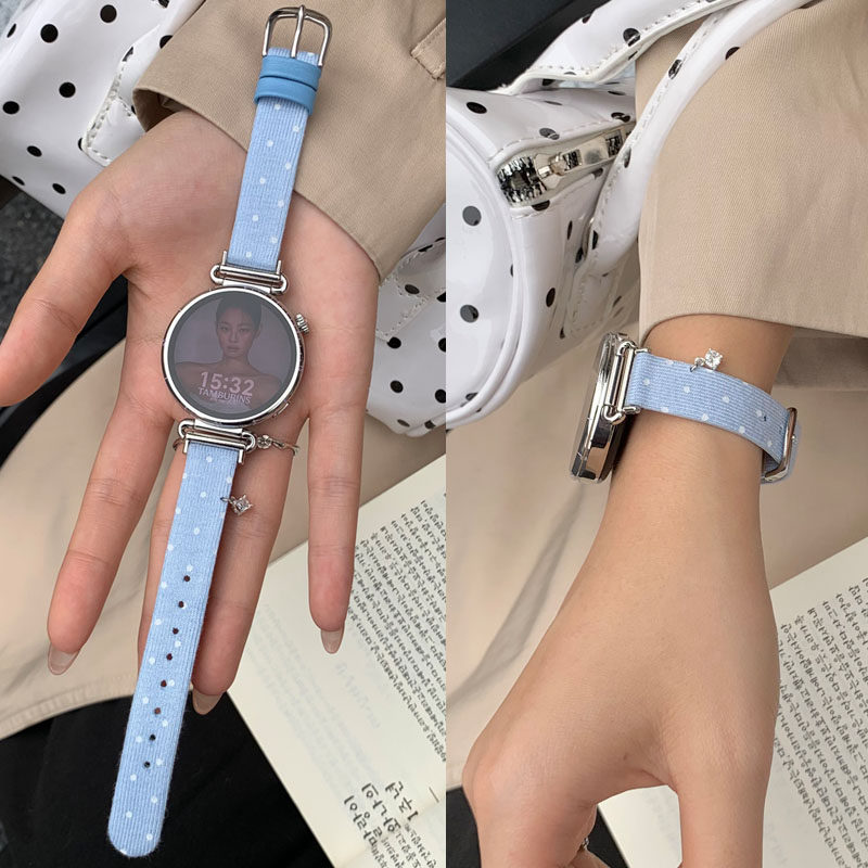 适用华为watch GT6手表gt5 pro真皮表带gt4/3/2韩系波点watch5/4pro新款Fit4/3/2女款腕带手环10/9高级感透气