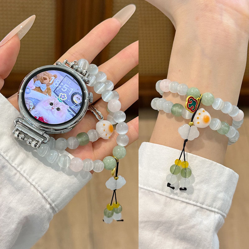 适用华为GT6手表GT5表带GT4猫眼石手链gt5pro弹力watch5/4/3串珠腕带gt3/2女新FIT4手环11轻奢高级荣耀magic5