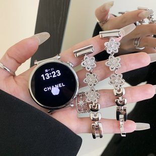 小众设计款 3表带GT4 GT3轻奢时尚 9透气 荣耀手环10 3pro 适用华为GT5表带watch4 4pro旋转繁花锆石铜表带FIT4