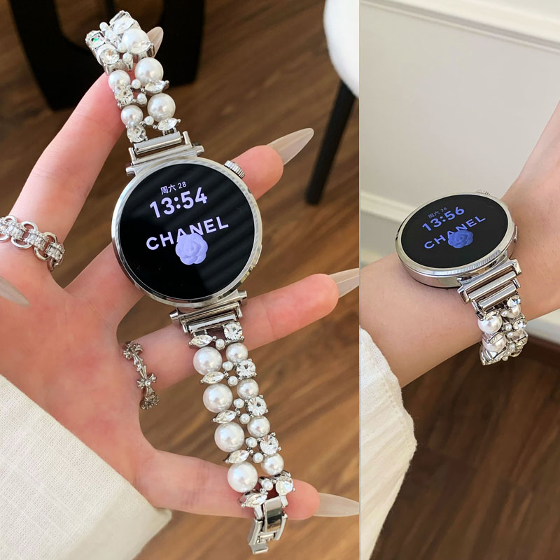 适用华为watch镶钻珍珠表带