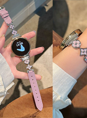 适用GT6华为GT5 pro手表GT4表带gt3四叶草拼牛仔真皮watch4/3女新款荣耀5 Magic2运动腕带手环10替换Fit4透气