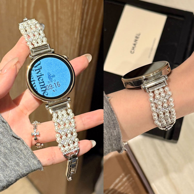 适用OPPO X2 mini手表GT表带1女生3新款VIVO watch5小香风珍珠表带4Pro手表watch GT镶钻2轻奢iQOO watch3
