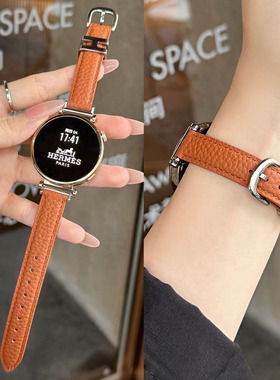 适用GT6华为GT5 pro手表GT4表带gt3荔枝纹H扣真皮watch5/4/3女新款腕带荣耀5 Magic2运动手环10替换Fit4纯色