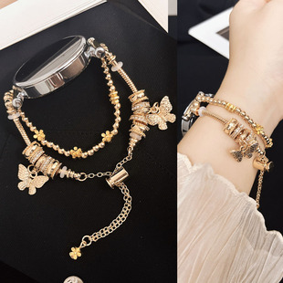 GT金属链条1高级感iQOO watch5盘缠带钻手链vivo手表watch watch3表带 X2mini手表4pro表带女生3新款 适用OPPO