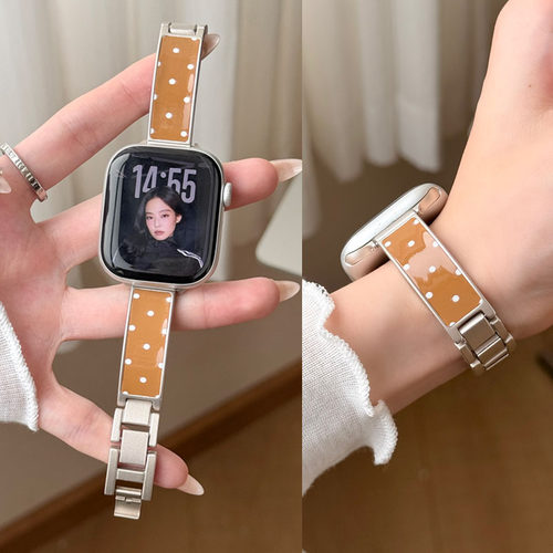 适用苹果iwatch波点手镯表带