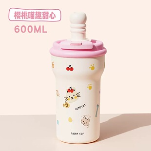 SNAE保温杯女陶瓷内胆咖啡杯2025新款高颜值杯子学生吸管水杯