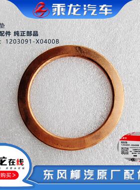 东风柳汽原厂乘龙H5M5M3排气波纹管密封垫铜垫1203091-X0400B