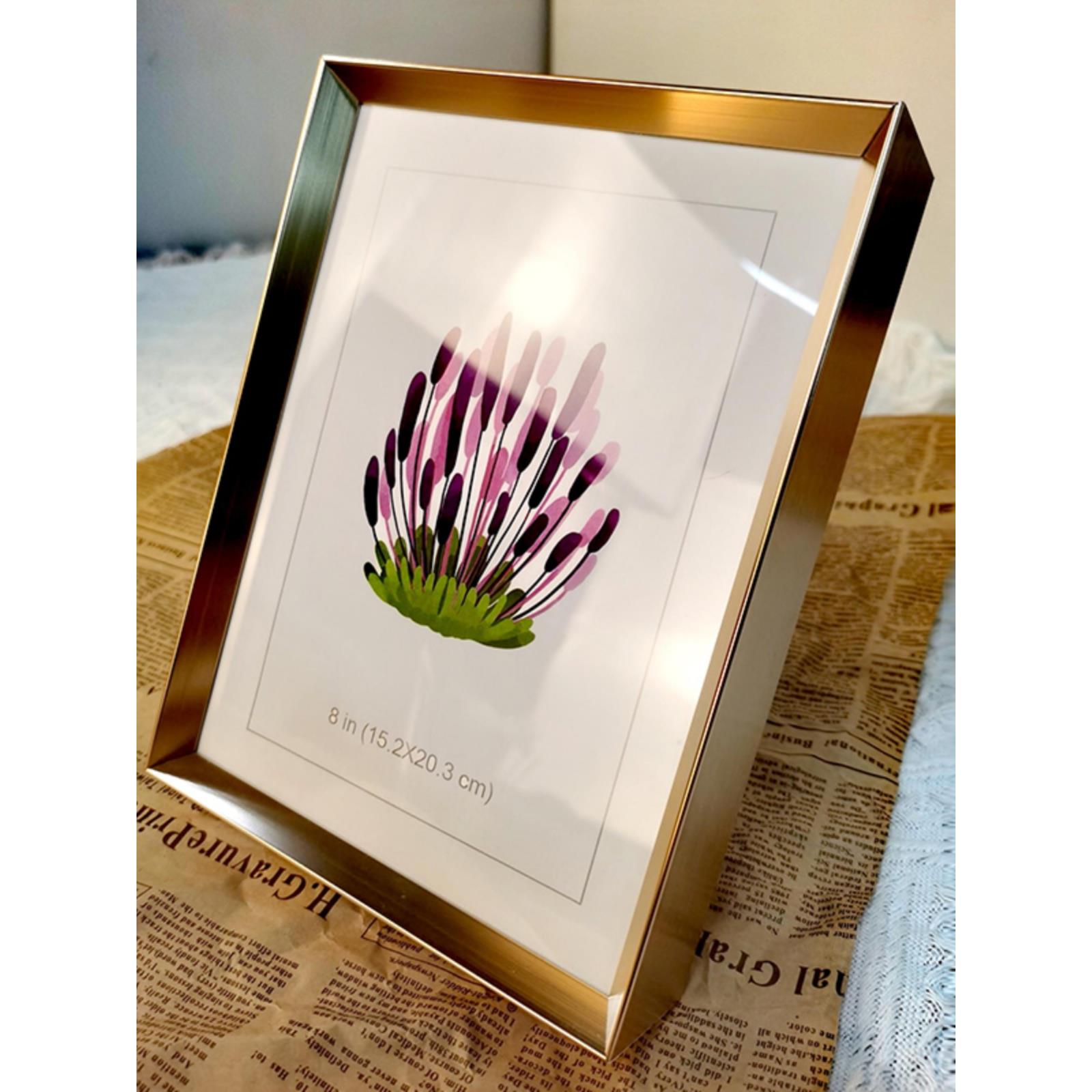 欧式现代金色立体创意相框摆台 A4A3证件框8寸10寸金属铝合金画框