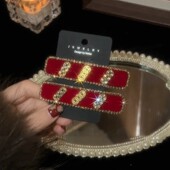 马上有钱红色水钻小马发夹2026马年本命年刘海边夹碎发夹新年发卡