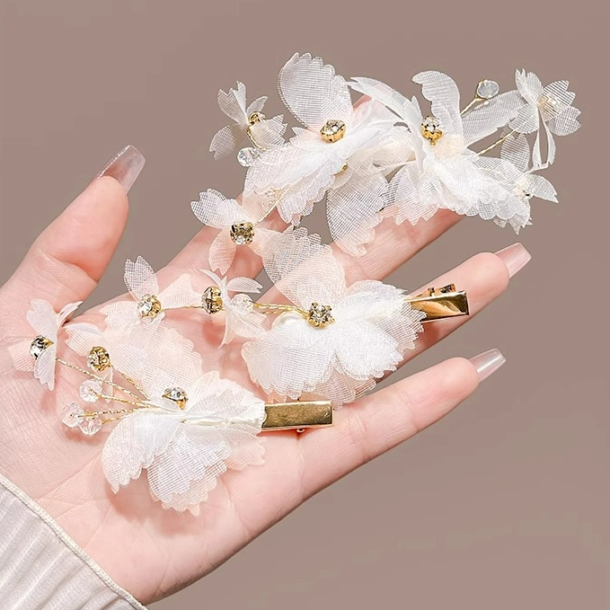 氛围感仙气网纱花朵发夹女公主头发卡精致ins拍照高级感轻奢发饰