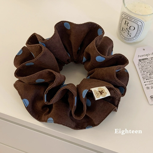 韩国东大门波点双层大肠发圈女气质扎头发丸子头发绳侧低马尾头绳