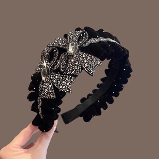 遮白发神器高颅顶发箍女款秋冬高级感轻奢丝绒蝴蝶结头箍发卡头饰