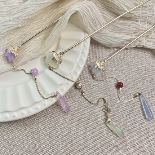 新中式蓝色水滴流苏发簪