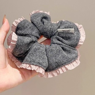韩系复古花边针织毛线大肠发圈女2025新款高级感洋气时尚头绳发饰