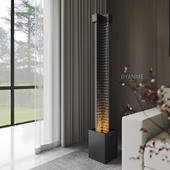 意式 极简流水摆件循环水客厅招财水景玄关轻奢装 饰落地大型水幕墙