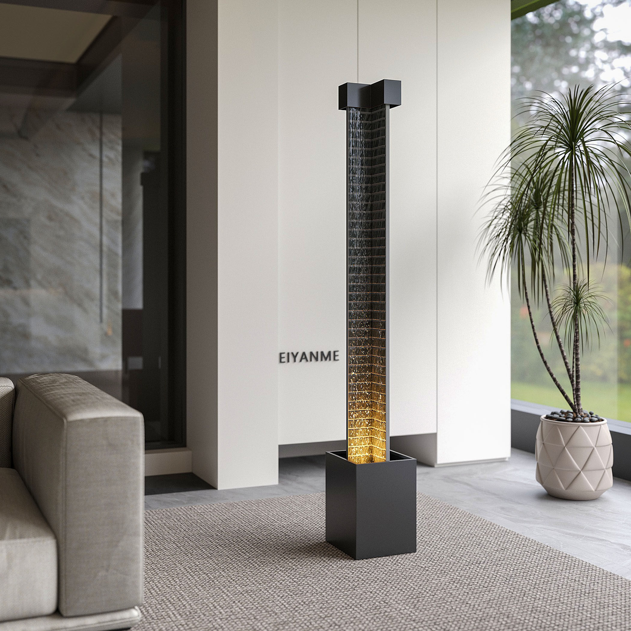 意式极简流水摆件循环水客厅招财水景玄关轻奢装饰落地大型水幕墙,家居饰品,流水摆件,淘宝优惠券,粉丝福利购,淘宝优惠卷