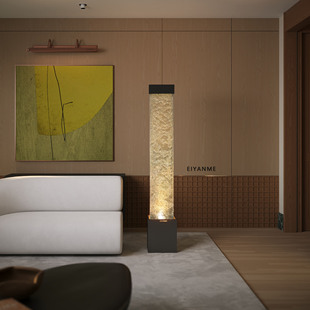 现代轻奢流水摆件客厅生财循环水景电视柜落地水幕墙玄关装 饰加湿