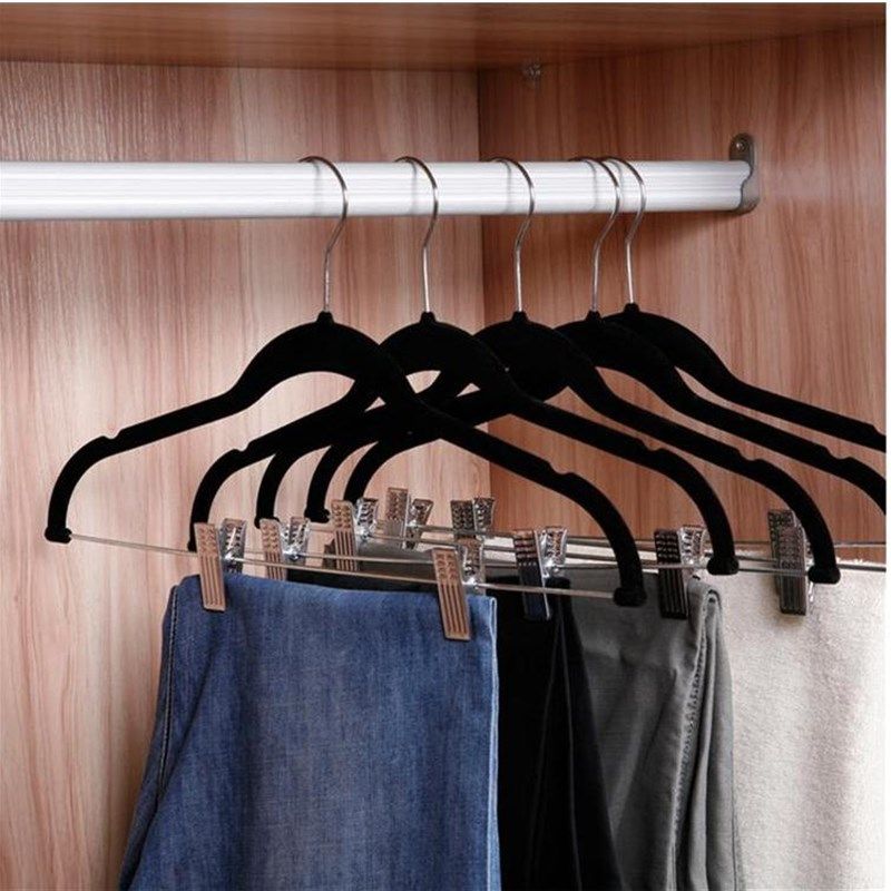 多功能植绒女装裤架裤夹不锈w钢防滑带夹子裤挂裙架服装店新品衣,收纳整理,塑料衣架,淘宝优惠券,粉丝福利购,淘宝优惠卷