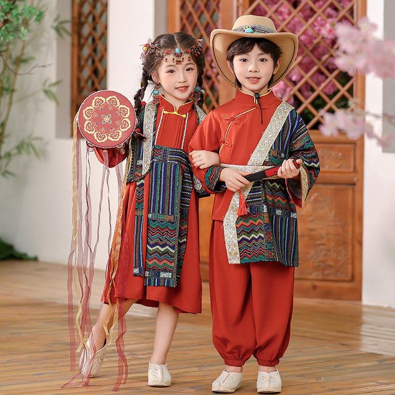儿童少数民族服装男童苗族藏族壮族傣族表演服P女孩古典汉服三月,童装/婴儿装/亲子装,唐装,淘宝优惠券,粉丝福利购,淘宝优惠卷