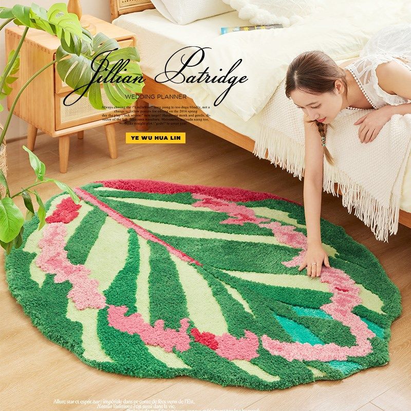 地毯绿色卧室客j厅床边毯田园风轻奢高级毛绒地垫衣帽间防滑脚垫,居家布艺,床边毯,淘宝优惠券,粉丝福利购,淘宝优惠卷