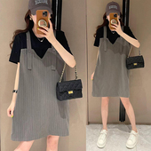 孕妇夏装 T恤假两件套裙子 短袖 连衣裙宽松孕妇可穿夏季 2023年新款