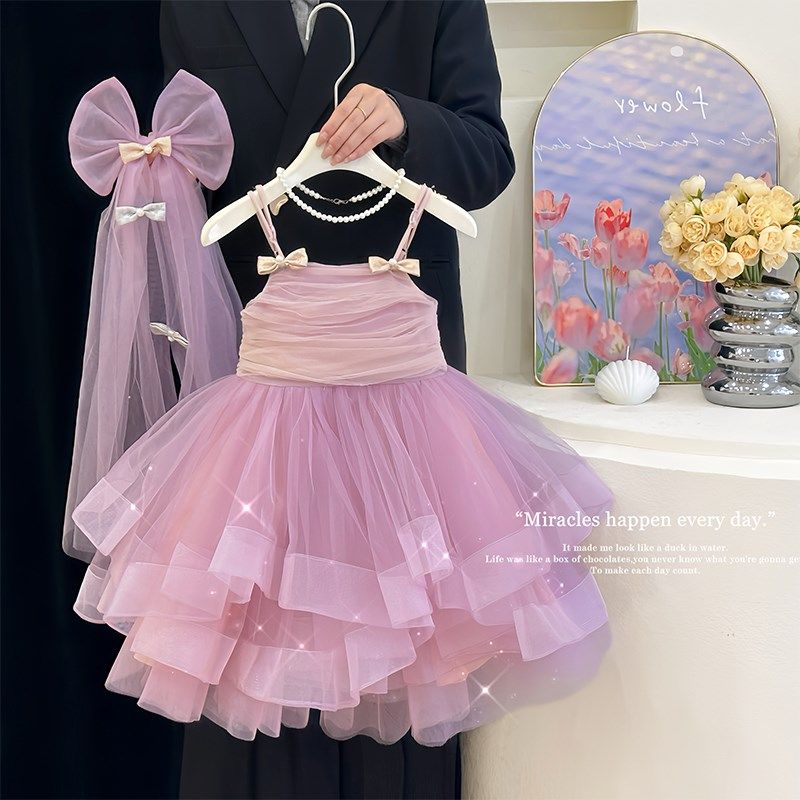 高级感女童连衣裙夏季2025漂亮儿童吊带粉色公主裙蓬蓬纱生日礼服,童装/婴儿装/亲子装,连衣裙,淘宝优惠券,粉丝福利购,淘宝优惠卷