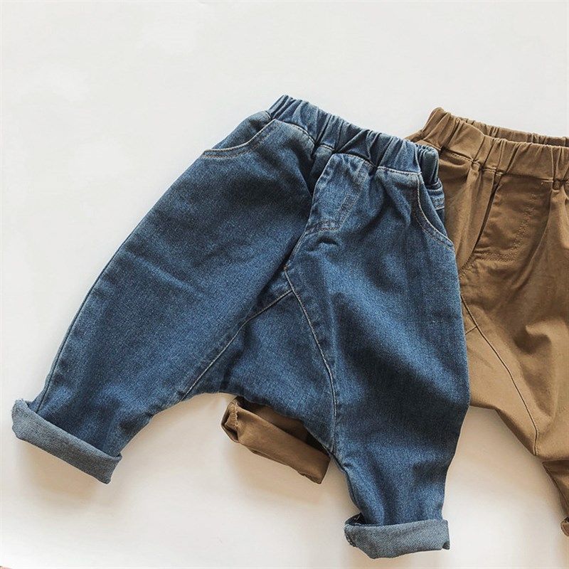 儿童洋气牛仔大档裤春秋男女童韩版大PP哈伦裤潮宝宝宽松全棉跨裤,童装/婴儿装/亲子装,裤子,淘宝优惠券,粉丝福利购,淘宝优惠卷