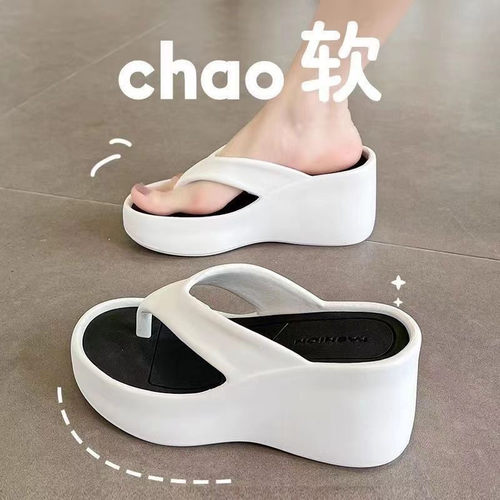 女士夏季新款增高厚底eva人字拖高端时尚外穿沙滩凉鞋