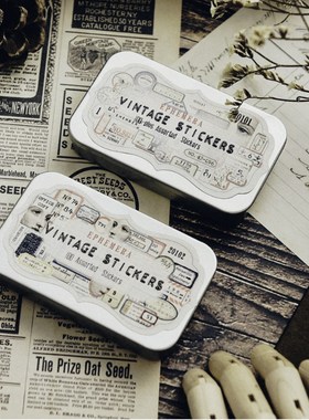 极速100Pcs Metal Box Junk Jouzrnal Ephemera Vintage Stickers