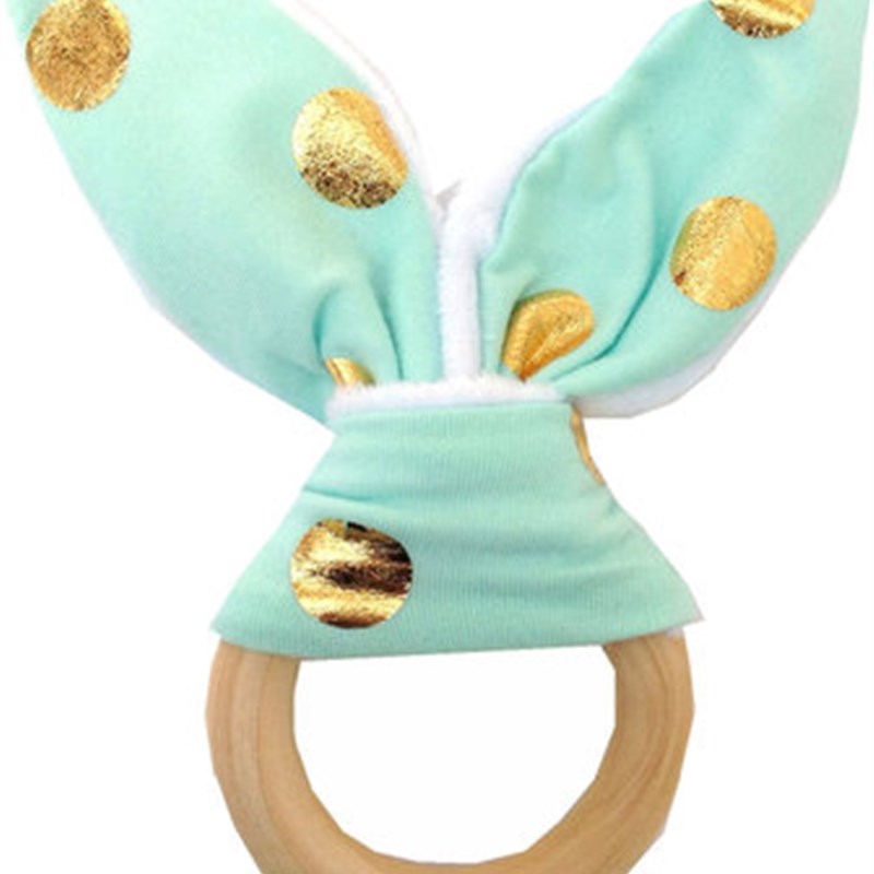 极速Baby Teething Wood Teether Baby Boy Bunny Ear TeXether S