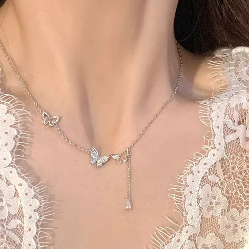 蝴蝶项链女饰品S925纯银轻奢小众