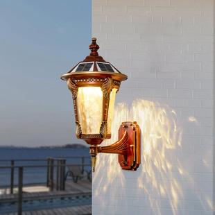 太阳能壁灯户外防水花园露台别墅欧式复古外墙大门柱子两侧庭院灯