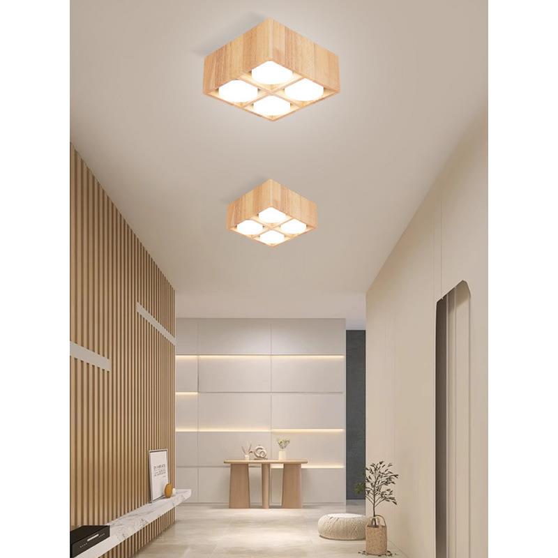 e8o日式原木书房走卧室茶室简约明装斗胆灯筒灯无主灯系列实木木