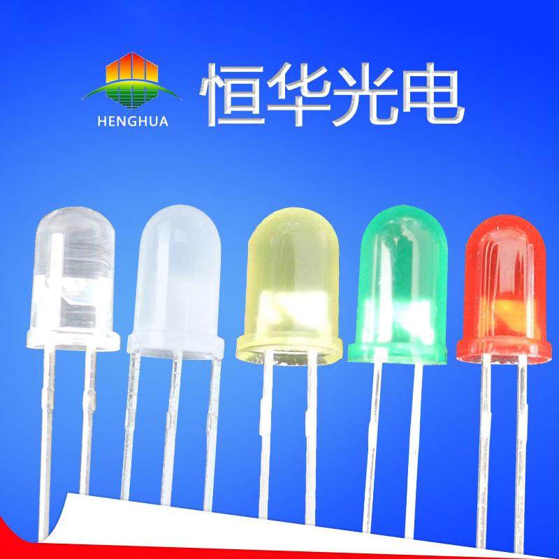 高压LED蓝光加电阻5V.12VLED灯珠，F5圆头白发蓝光发光管