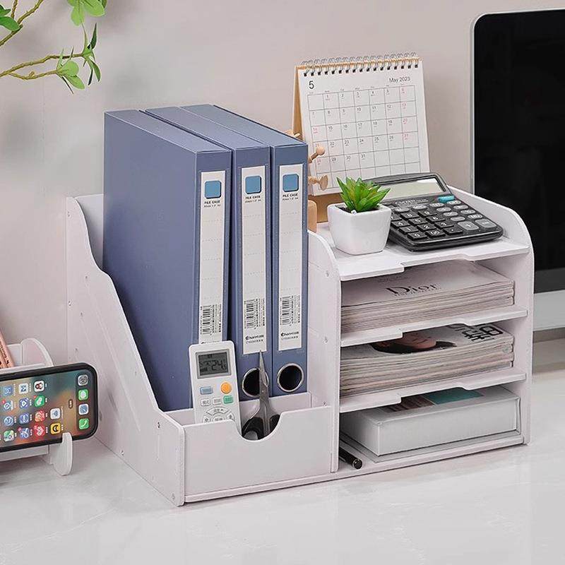 文件架桌面收纳多层置物架书立办公用品a4档案整理架子文件收纳盒