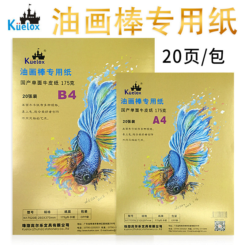 高尔乐油画棒专用纸 单面加厚牛皮纸175g彩铅纸A4/B4手绘画牛皮卡纸20张初学者学生美术素描彩铅画画纸