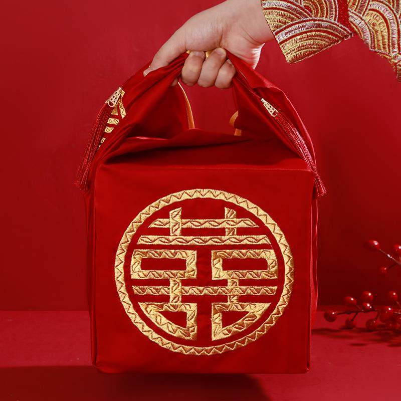包袱皮结婚一对包裹布婚礼女方家用陪嫁套装喜盆新娘红包大号袱布