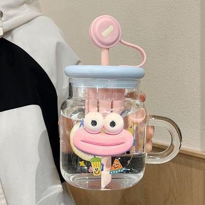 玻璃杯女高颜值带吸管大容量学生茶水分离泡茶水杯带把办公室杯子