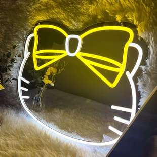 跨境led霓虹灯发光字霓虹灯字母灯牌跨境网红镜面猫霓虹灯蝴蝶结