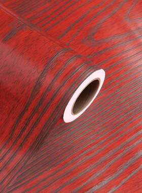 暗红色木纹贴纸PVC自粘墙纸家具翻新电器展柜木纹膜衣柜贴皮50米