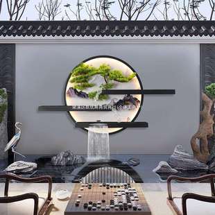 新中式户外防水壁灯别墅室外影壁墙流水庭院景观灯花园水幕墙灯饰