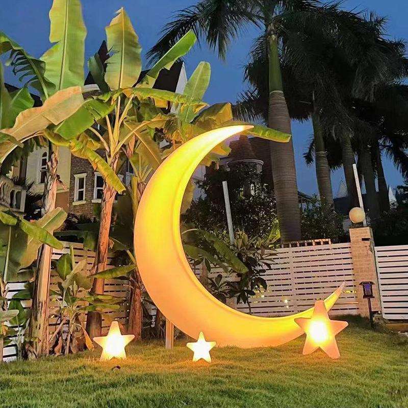 led发光月亮灯室内玄关造景氛围灯户外防水草坪球形灯景观庭院灯