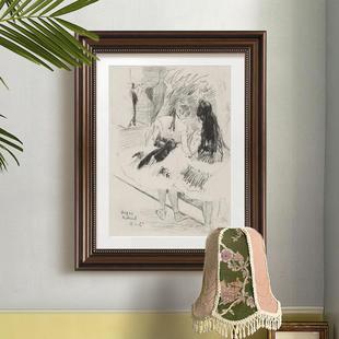 德加素描芭蕾复古客厅装饰画琴房舞蹈房艺术画小众中古风卧室壁画