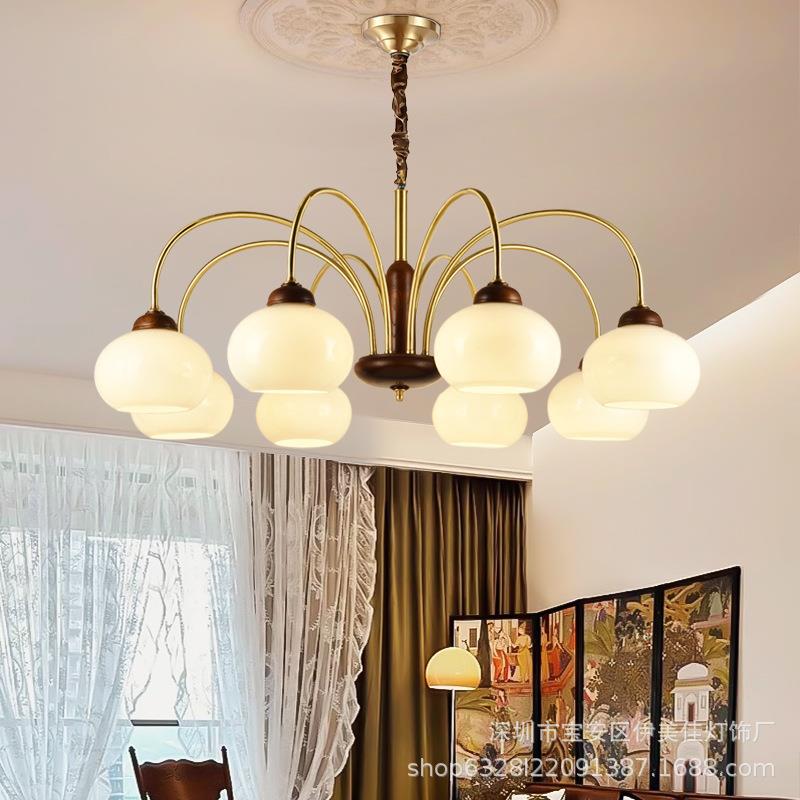 法式中古全铜客厅吊灯餐厅简约2024年新款简约复古卧室美式灯具