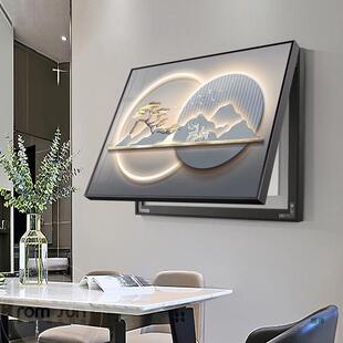 背有靠山电表箱装饰画遮挡轻奢山水配电箱挂画奶油风电闸盒子壁画