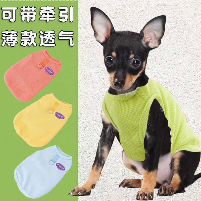 迷你杜宾小鹿犬小体吉娃娃专用衣服春夏季夏天装背心薄款带牵引扣