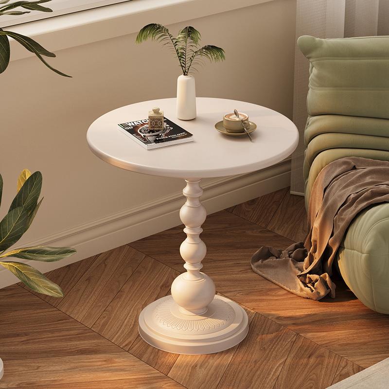 奶油风小茶几铁艺沙发边几小户型阳台休闲茶桌圆桌置物架床头边桌