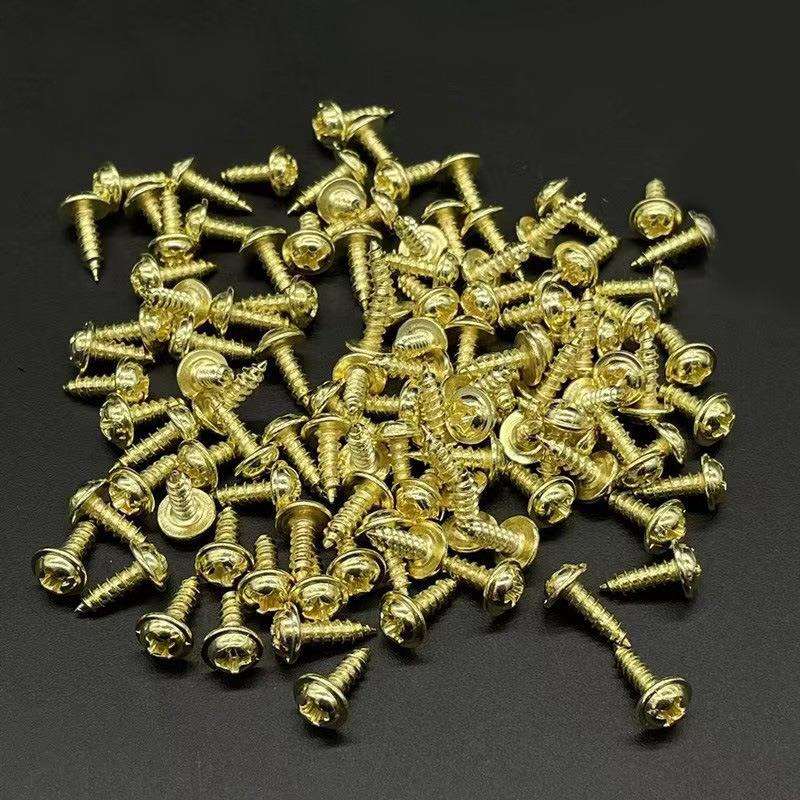 沉头圆头带垫自攻金色螺丝十字精致盘头加硬PWA螺丝钉M3*10*12