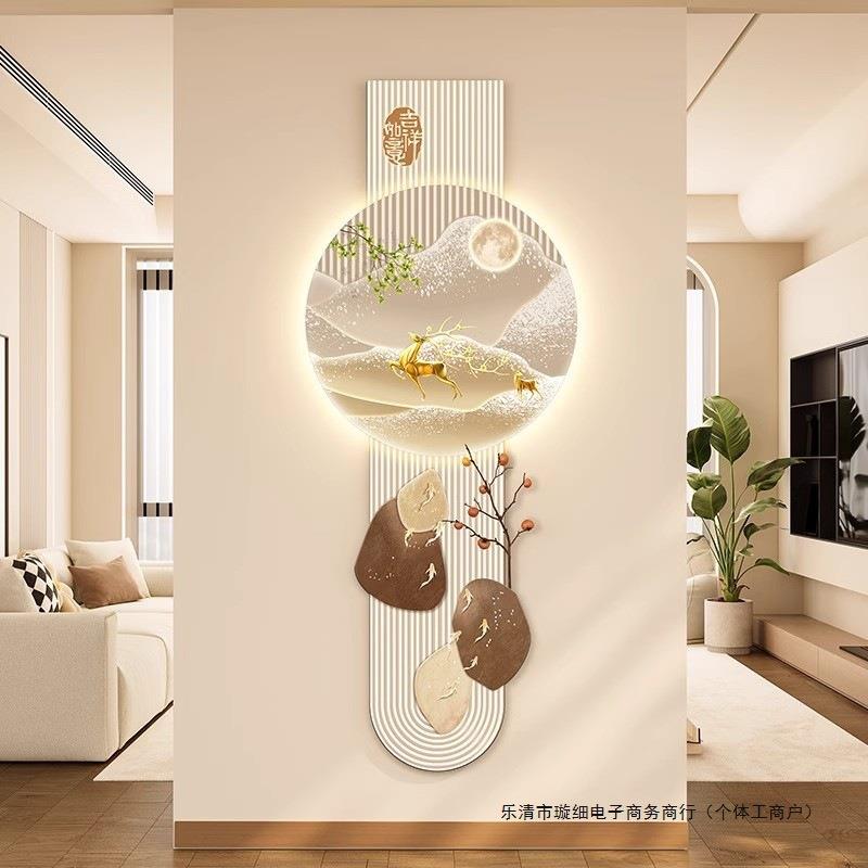 玄关画2025新款入户正对门寓意好装饰画LED发光壁画客厅过道挂画